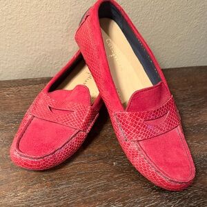 Cole Haan Red Leather and Suede Driving Mocs